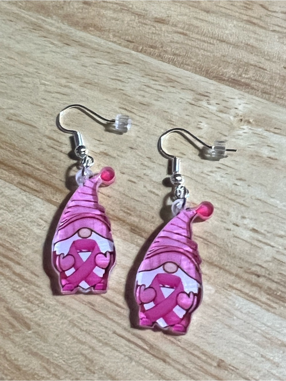 Pink Gnome Ribbon Dangle Earrings - Accessories B285
